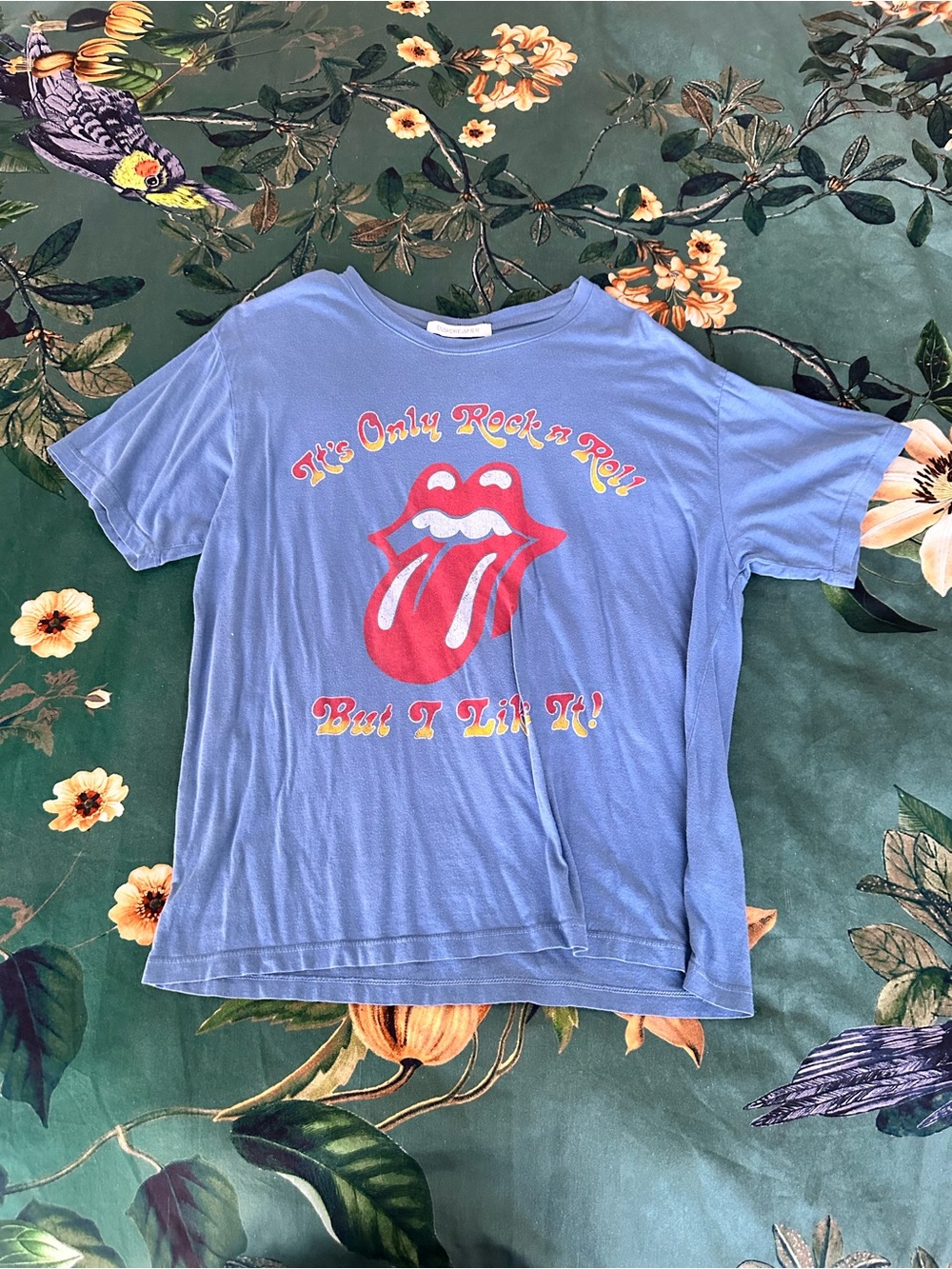 Daydreamer Blue Kids Rolling Stones Graphic Tee with Red Tongue